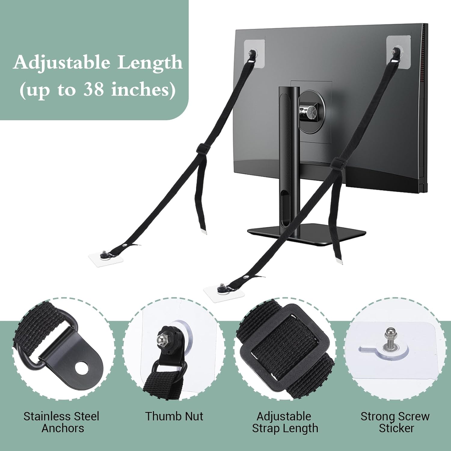 Adjustable TV Safety Straps, N - Earthquake Anchor Strap 评论和价格